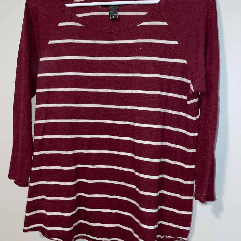 Burgundy striped Long sleeves shirt